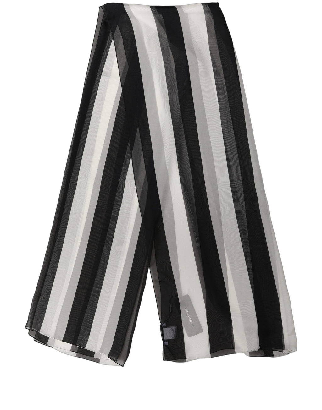 Black White Stripe Silk Shawl Stole Scarf