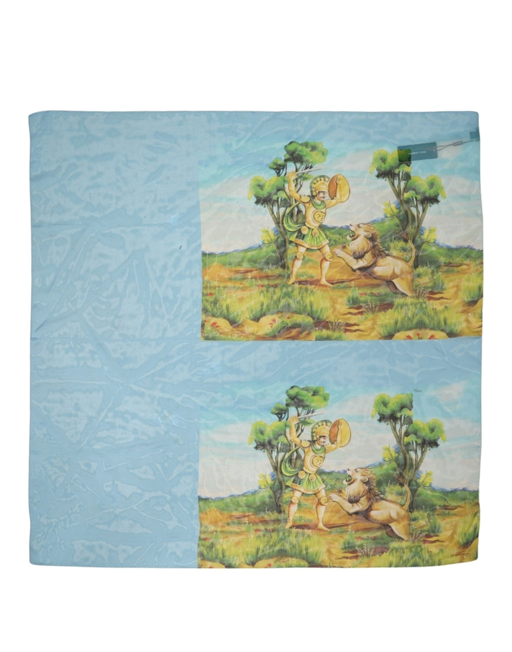 Light Blue Silk Landscape Foulard Scarf