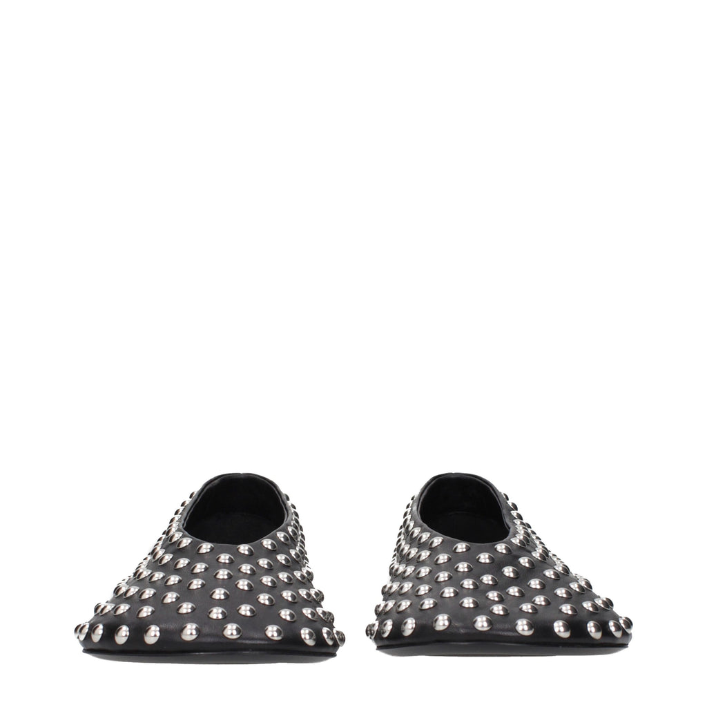 Black Leather Ballet Flats
