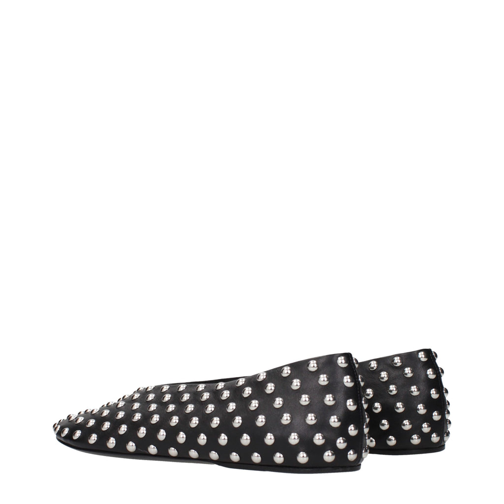 Black Leather Ballet Flats