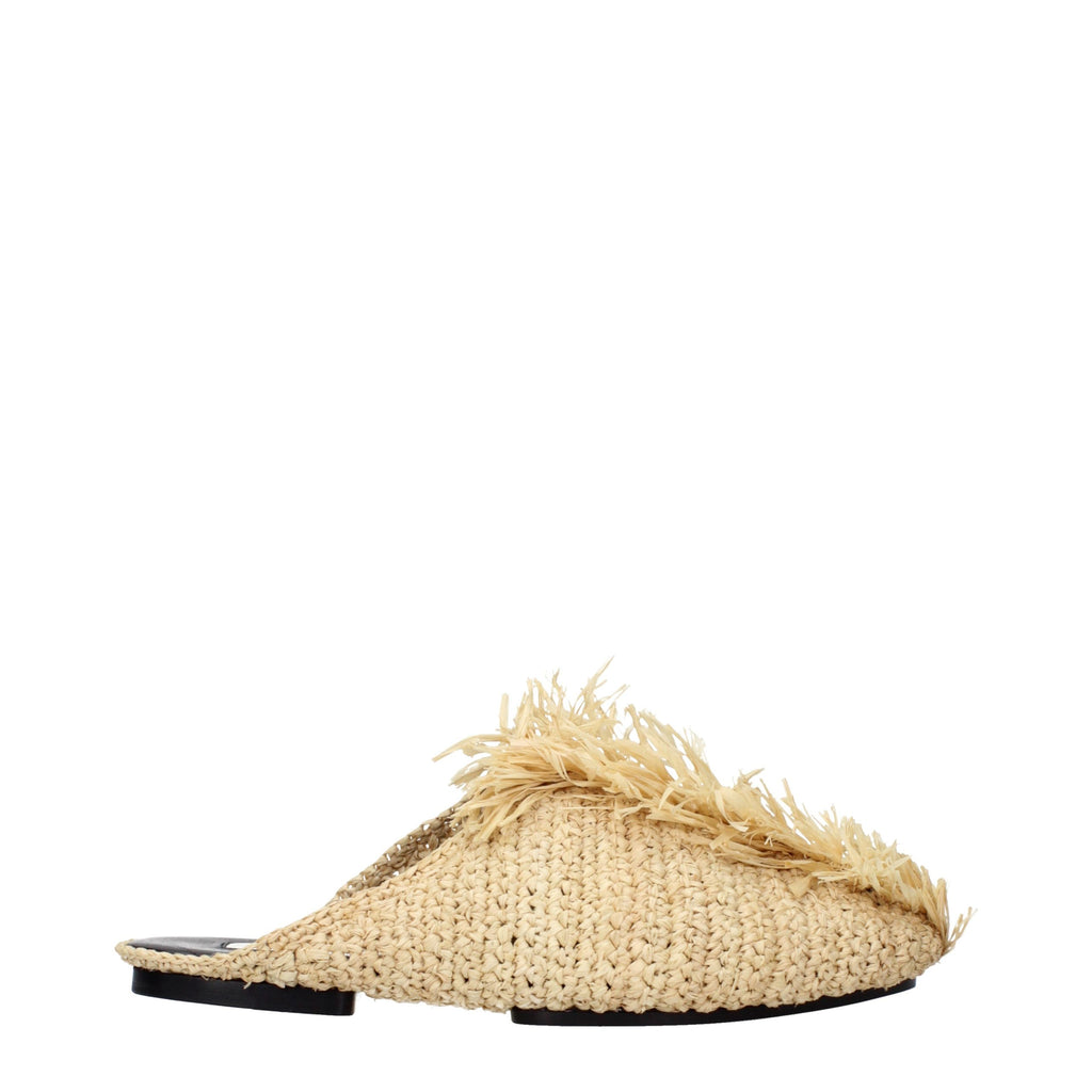 Beige Raffia Slippers