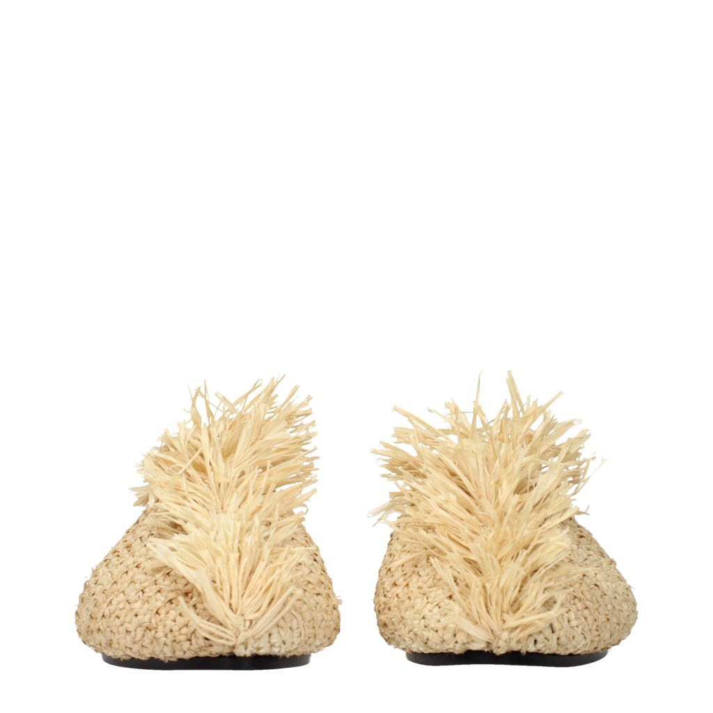 Beige Raffia Slippers