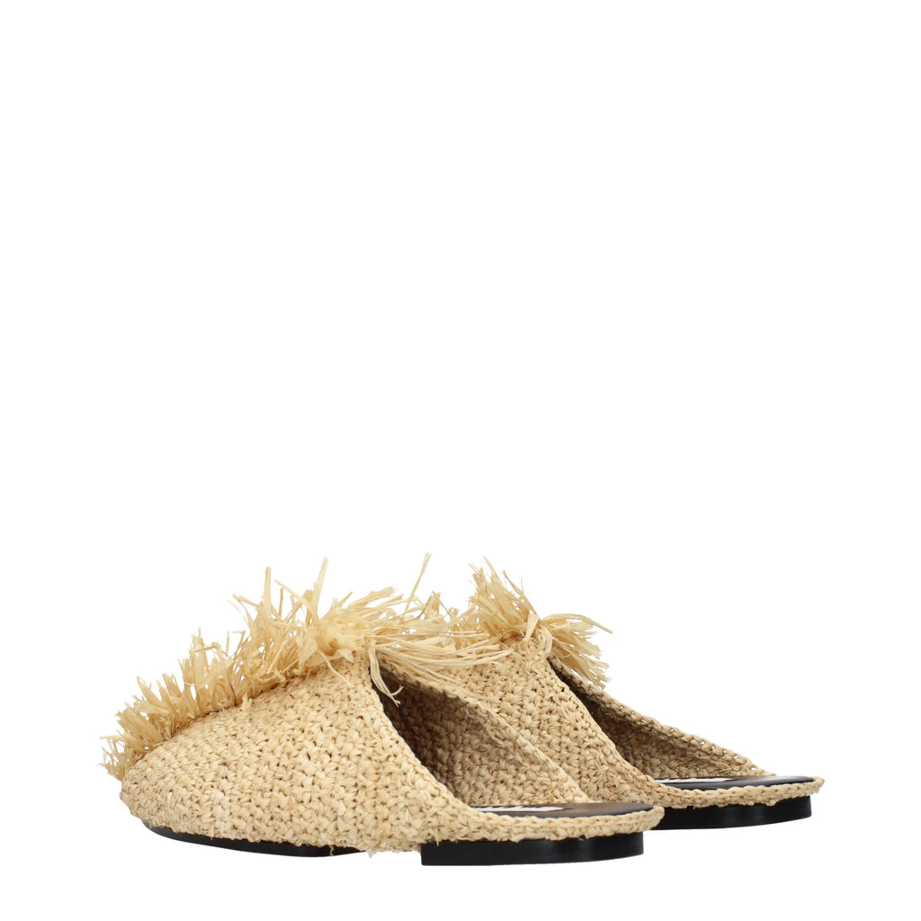Beige Raffia Slippers