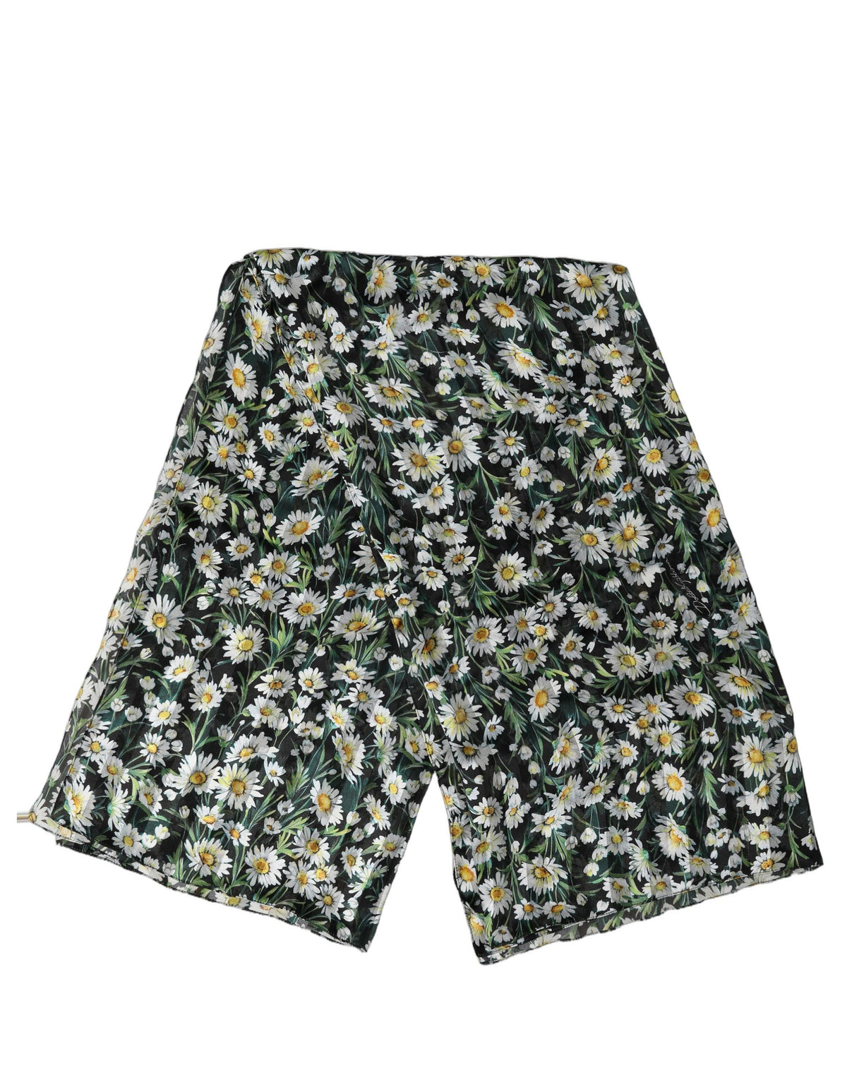 Black Floral Daisy Square Foulard Scarf