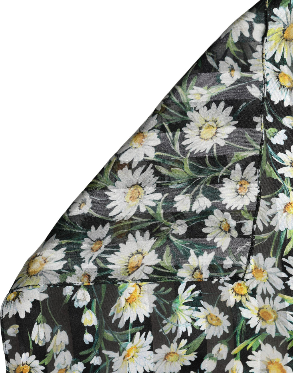 Black Silk Daisy Chiffon Long Stole Scarf