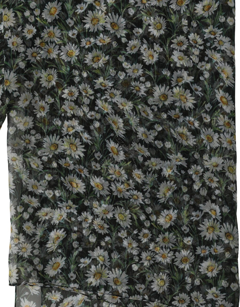 Black Silk Daisy Chiffon Long Stole Scarf