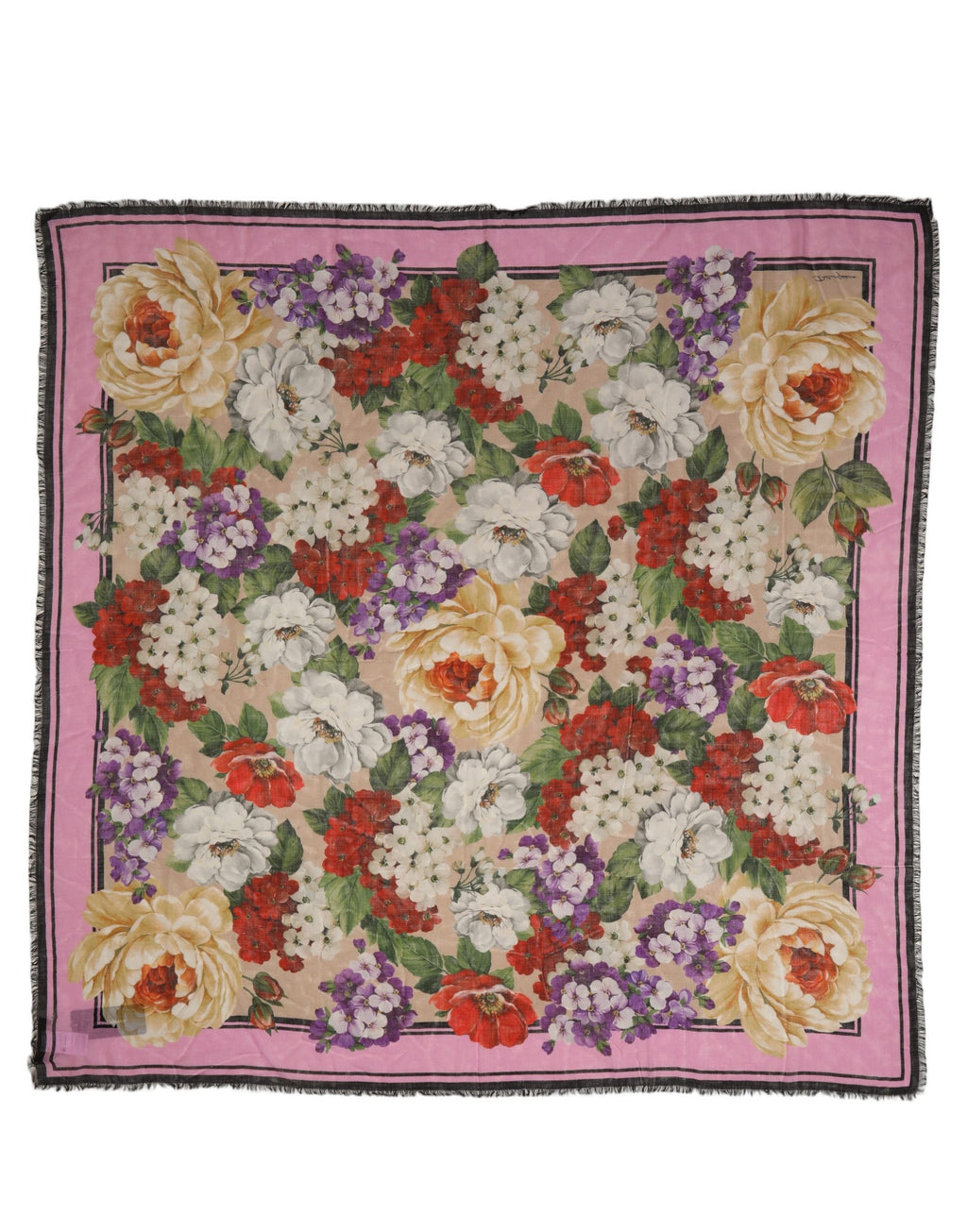 Multicolor Floral Cashmere Foulard Scarf