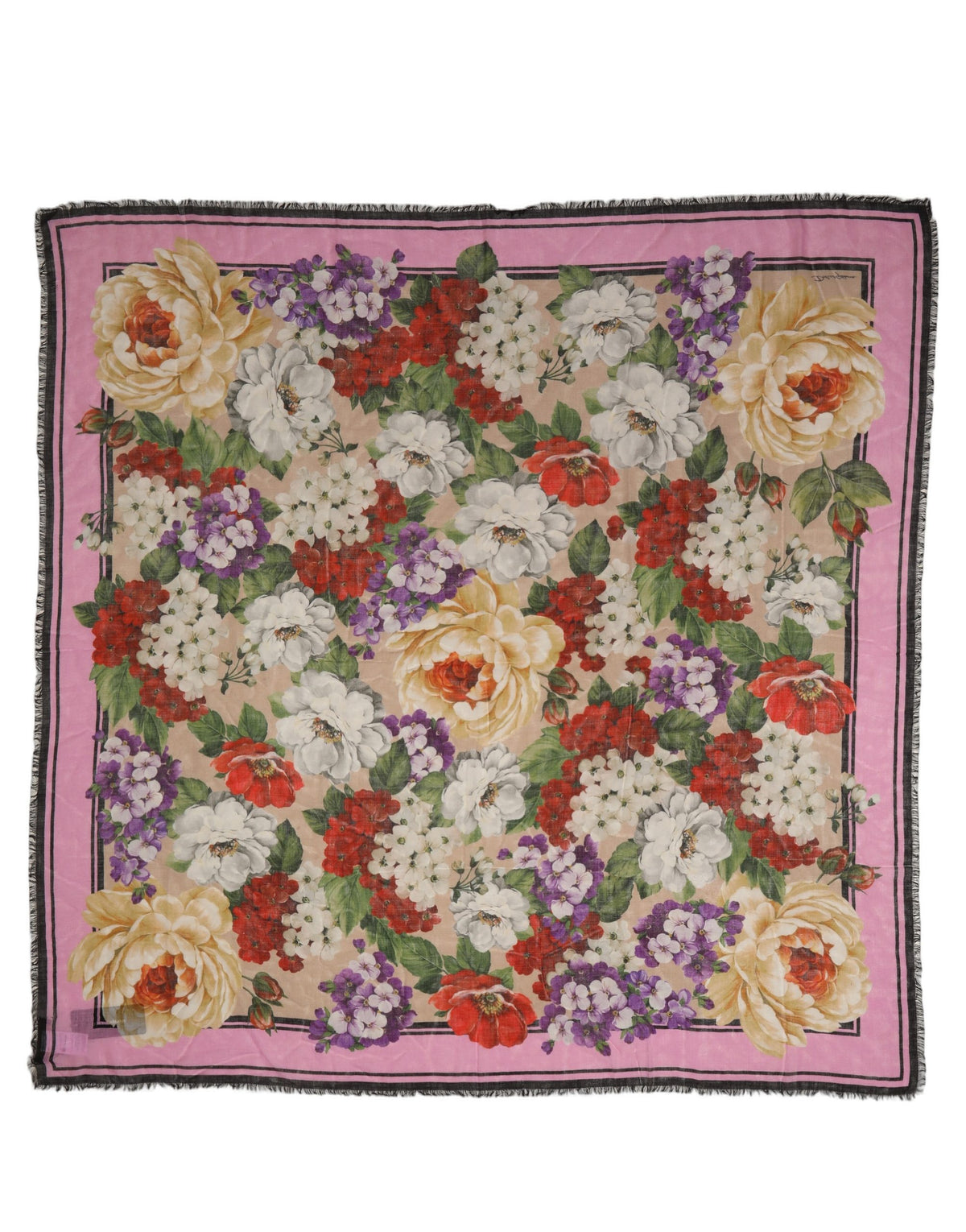 Multicolor Floral Cashmere Foulard Scarf