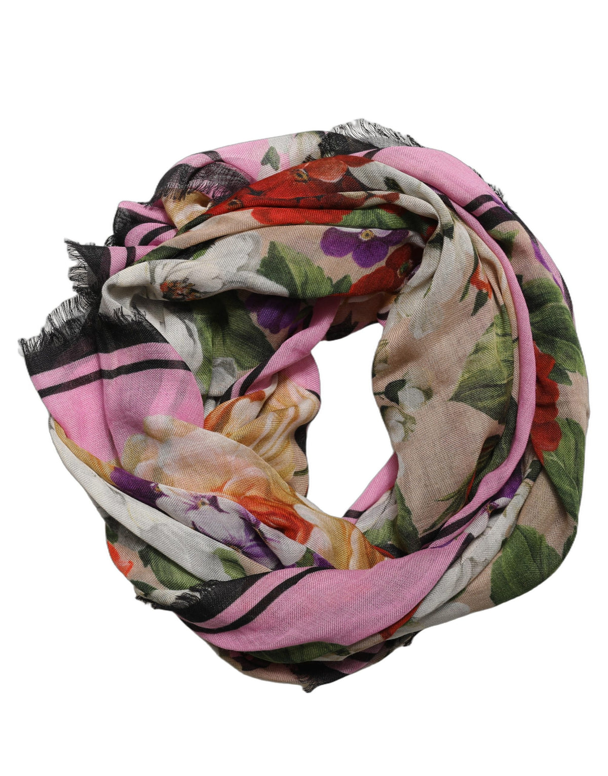 Multicolor Floral Cashmere Foulard Scarf
