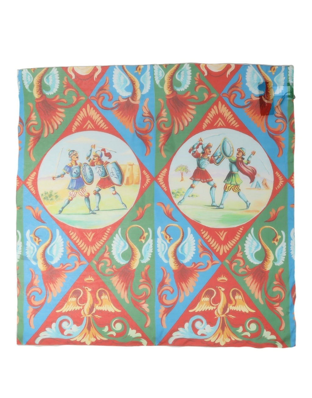 Multicolor Silk Printed Square Foulard Scarf