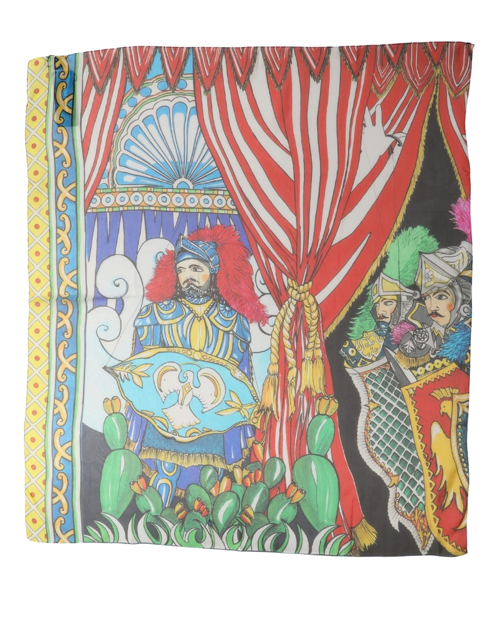 Multicolor Silk Printed Square Foulard Scarf