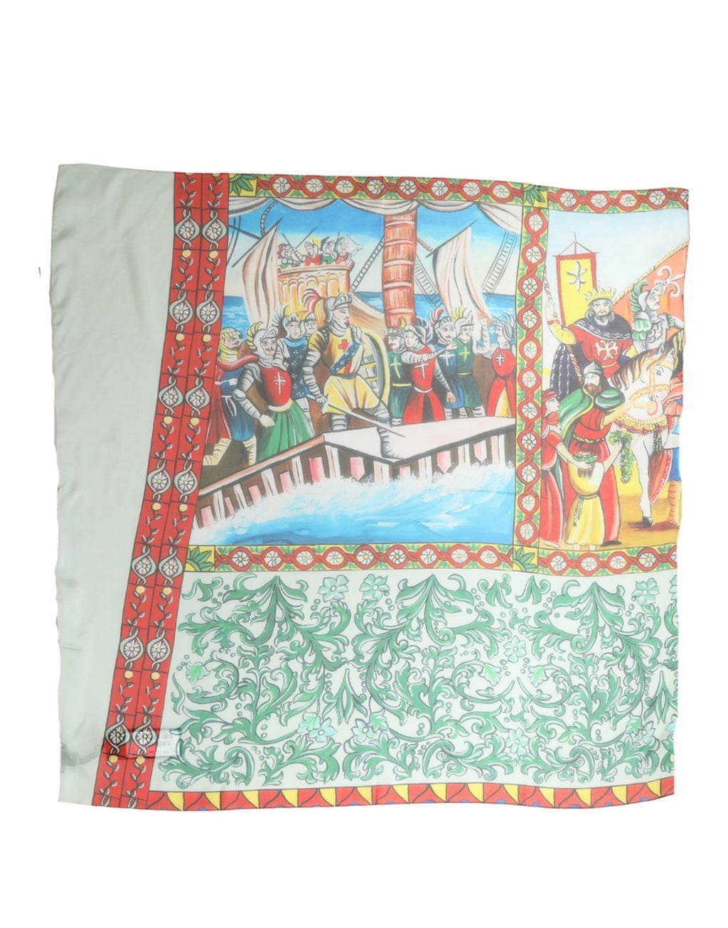 Multicolor Silk Printed Square Foulard Scarf