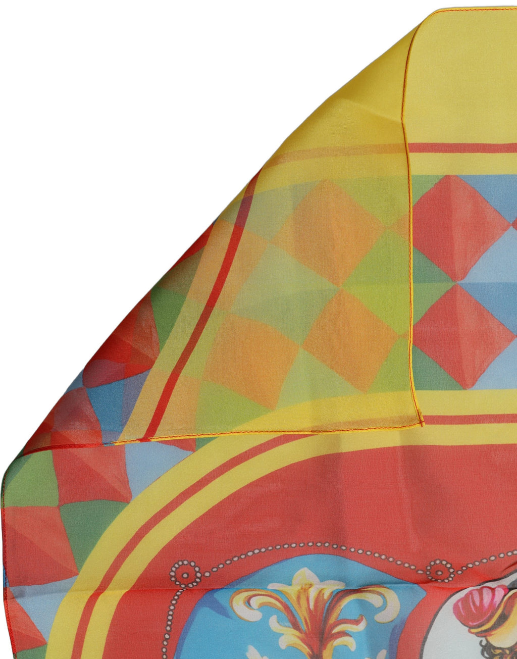Multicolor Silk Carretto Print Foulard Scarf