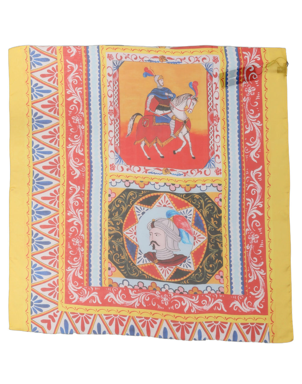 Multicolor Silk Printed Square Foulard Scarf