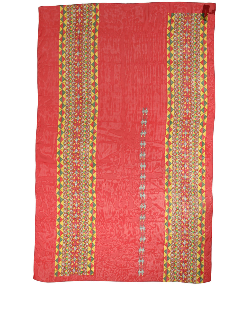 Red Silk Geometric Print Shawl Stole Scarf