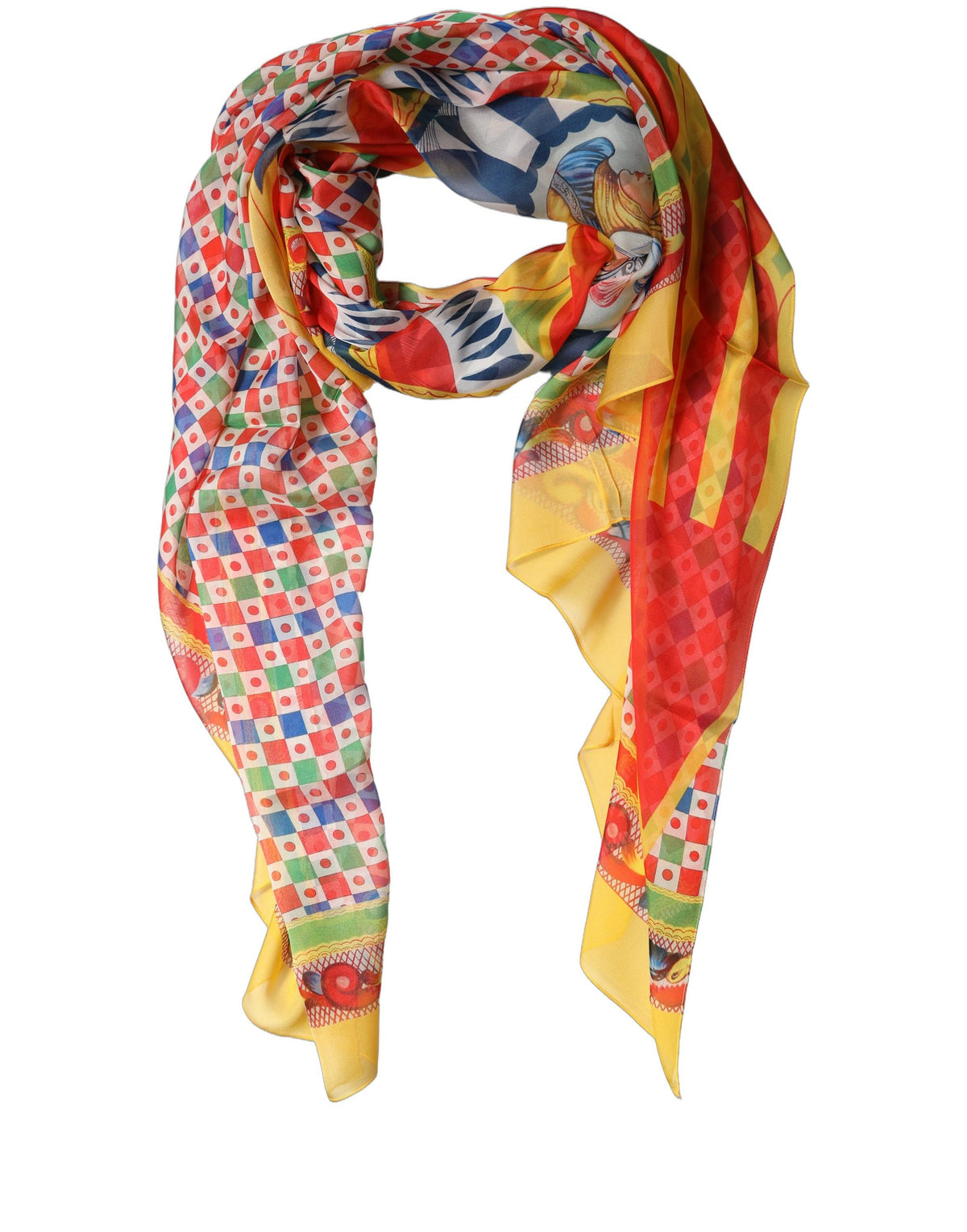 Multicolor Silk Carretto Print Stole Scarf