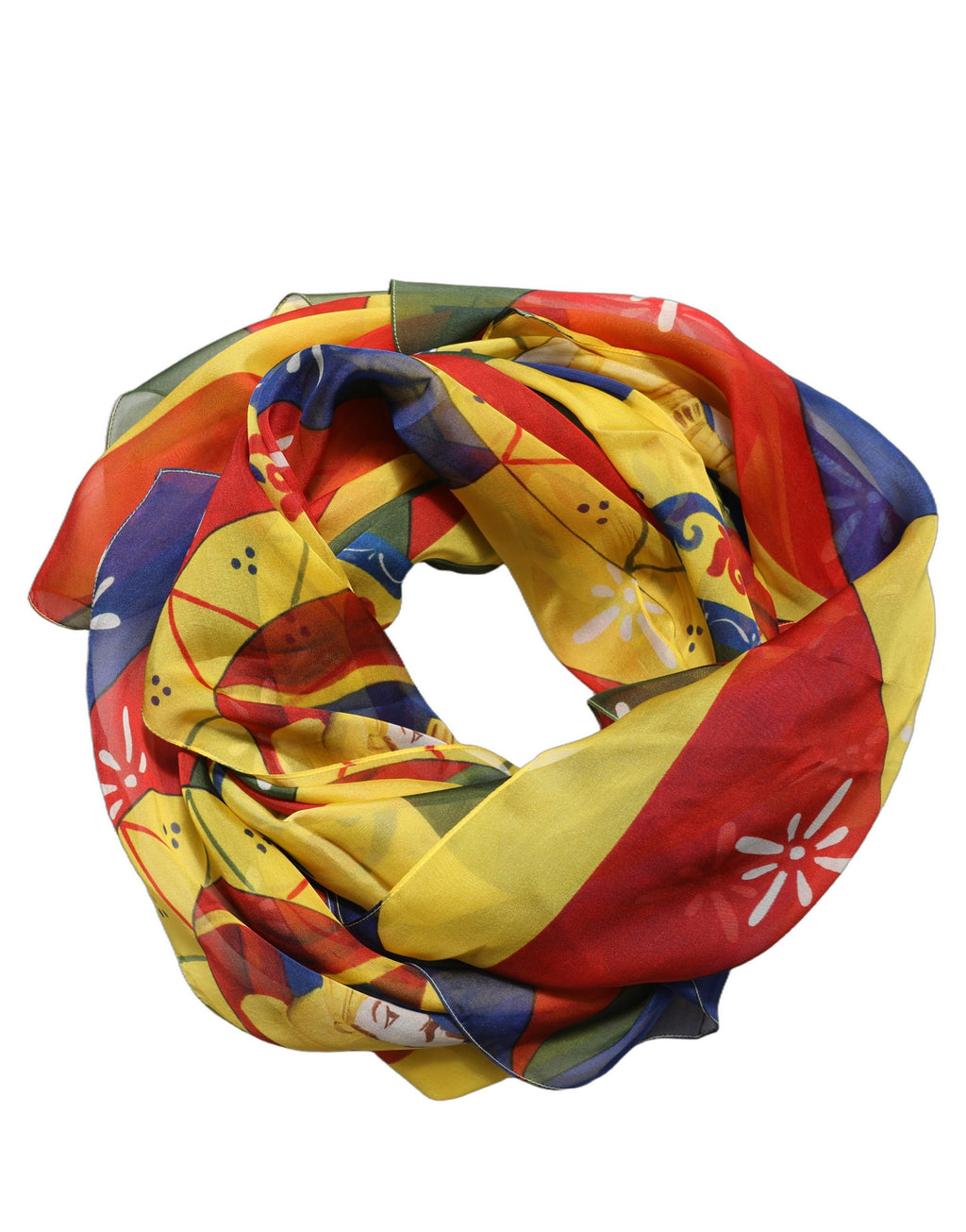Multicolor Silk Printed Square Foulard Scarf