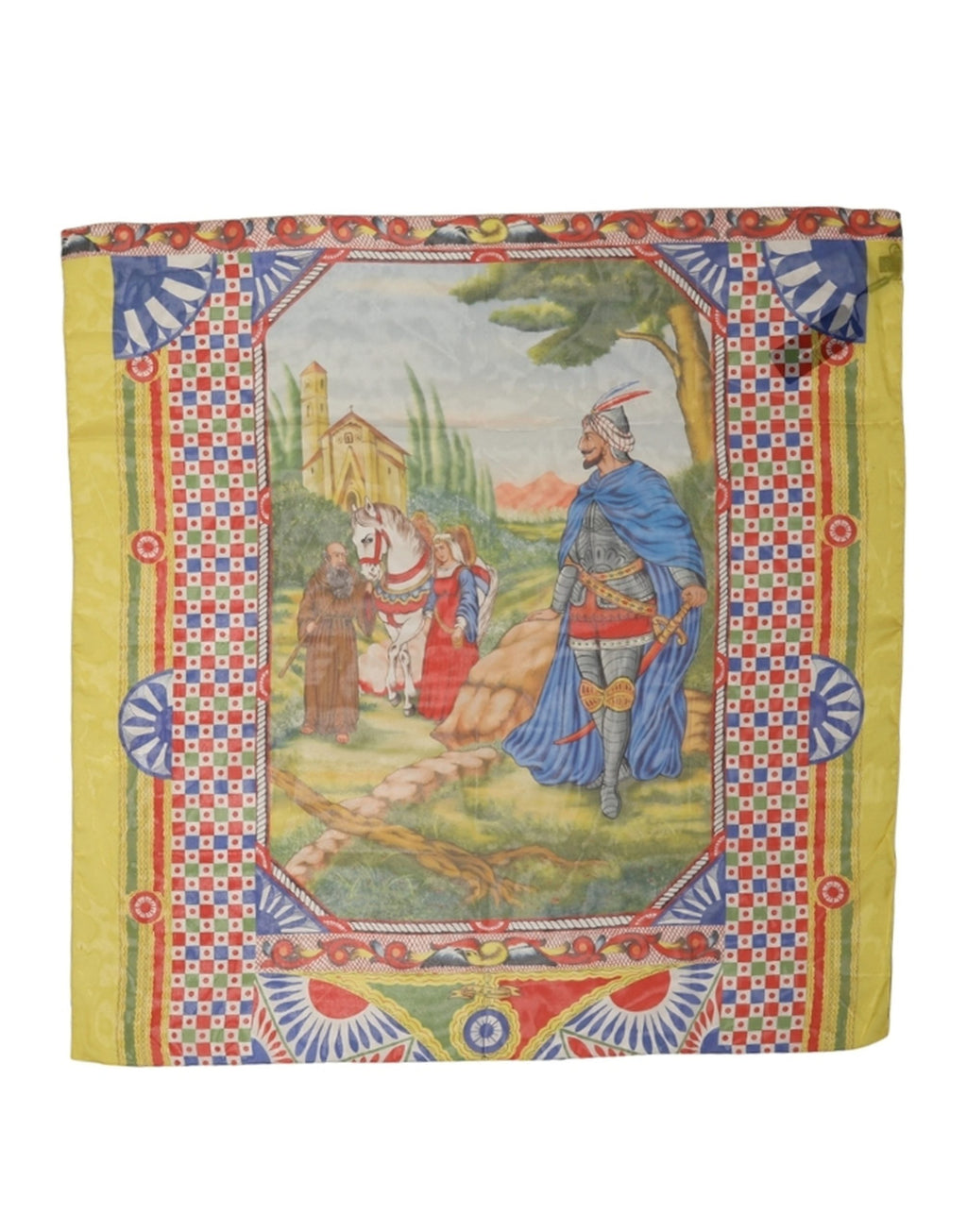 Multicolor Silk Carretto Foulard Scarf