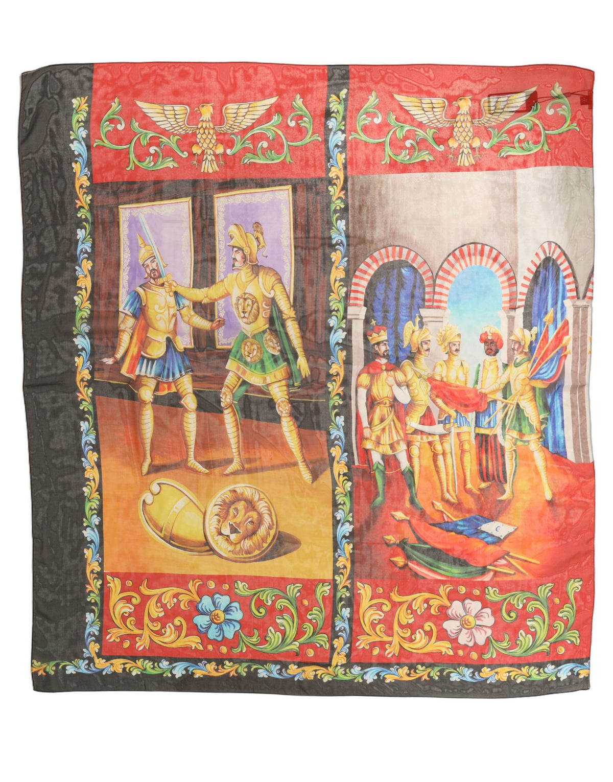 Multicolor Silk Printed Square Foulard Scarf