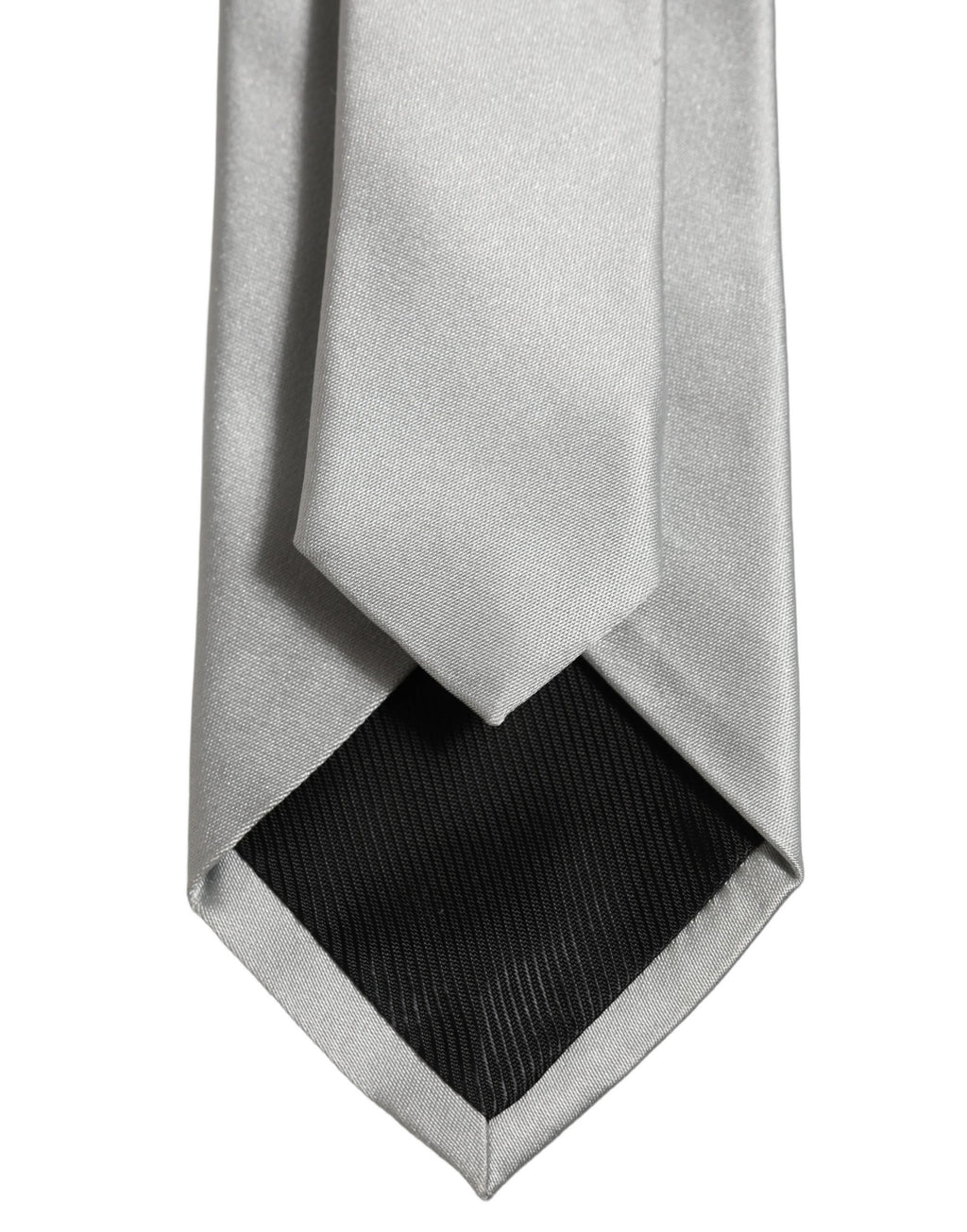 Gray Satin 100% Silk Adjustable Tied Men Necktie Tie