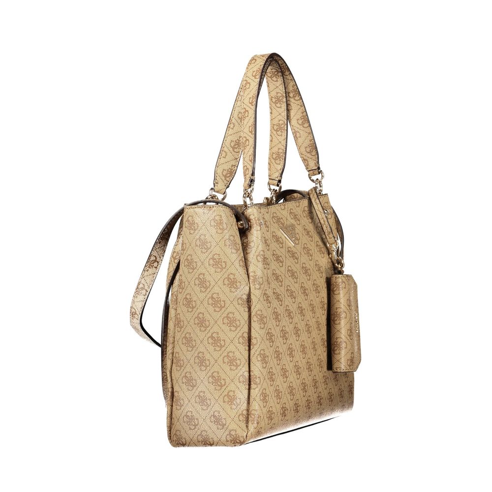 Beige Polyurethane Womens Bag