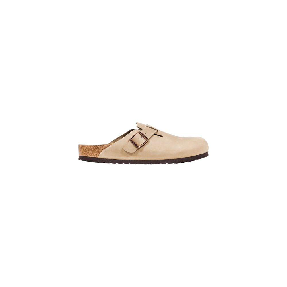 Beige Leather Clogs