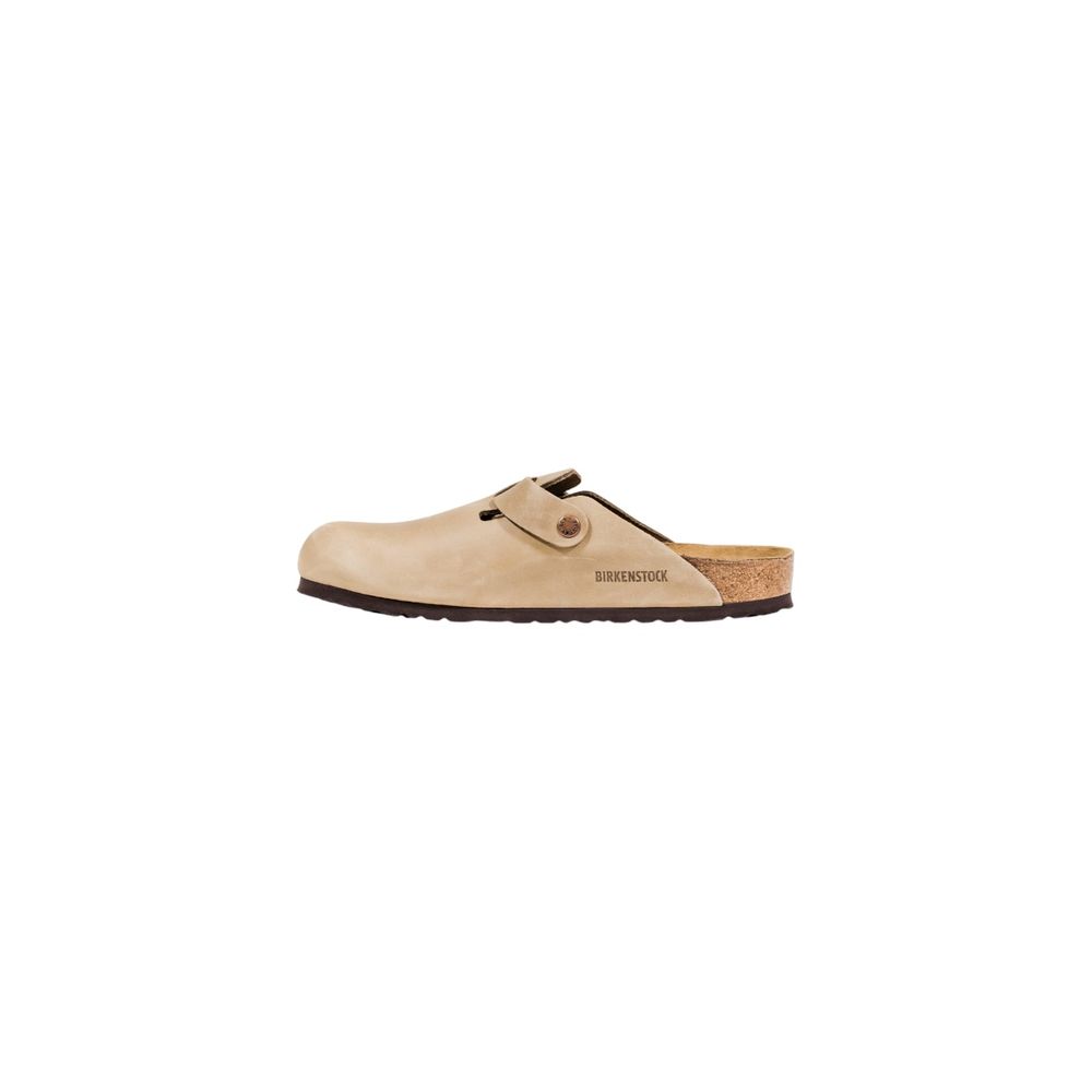 Beige Leather Clogs