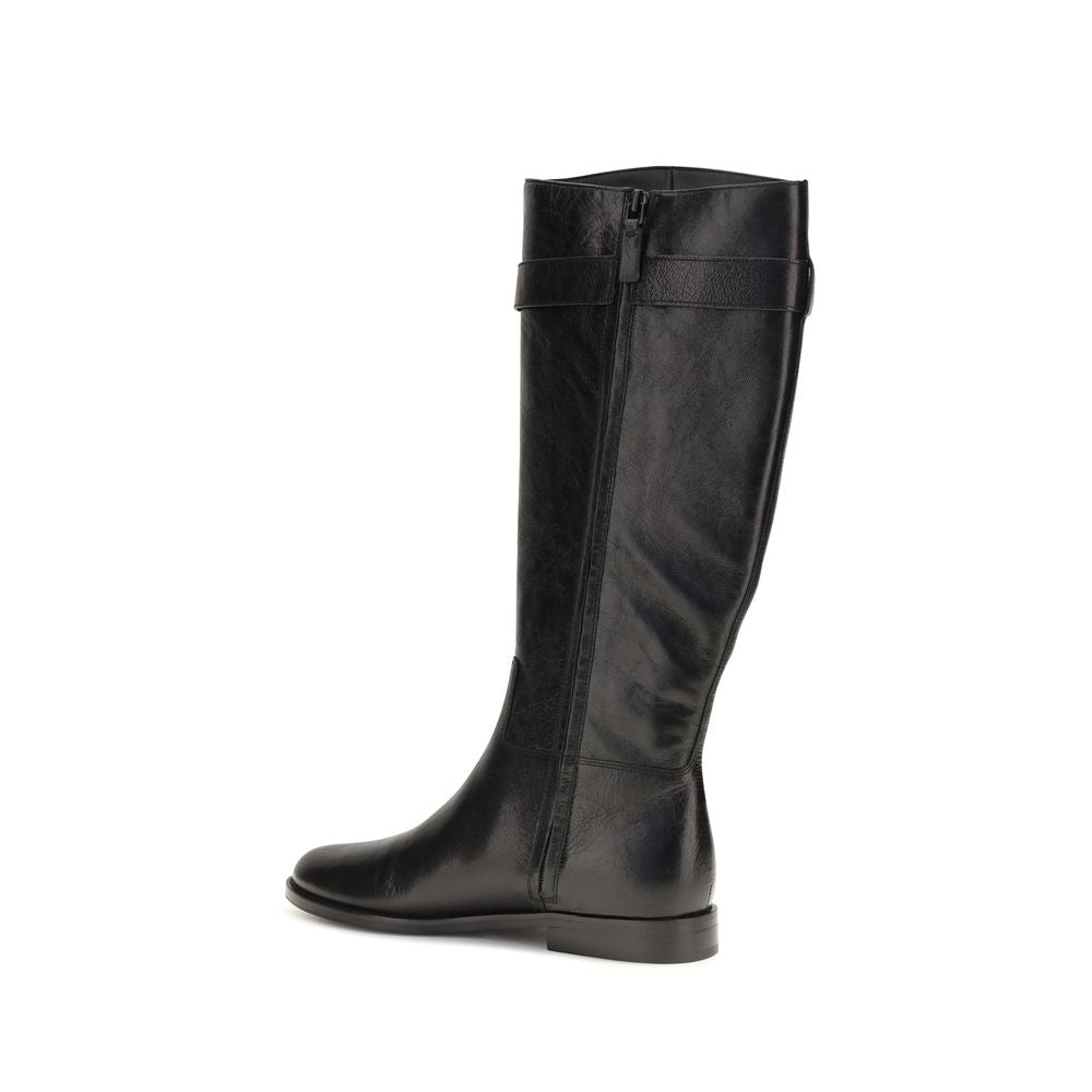 Black Calf Leather Bos Taurus Lace-Up Boots