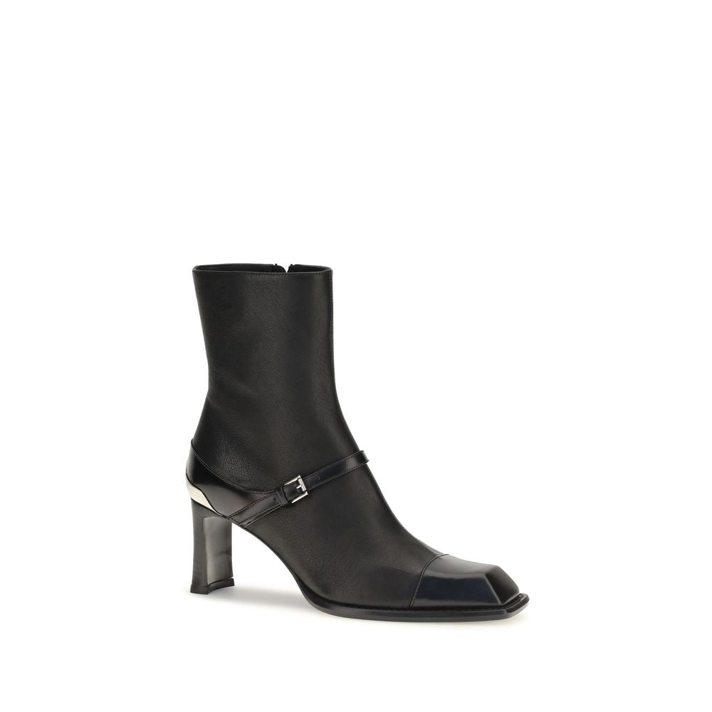 Black Lamb Leather Ankle Boots