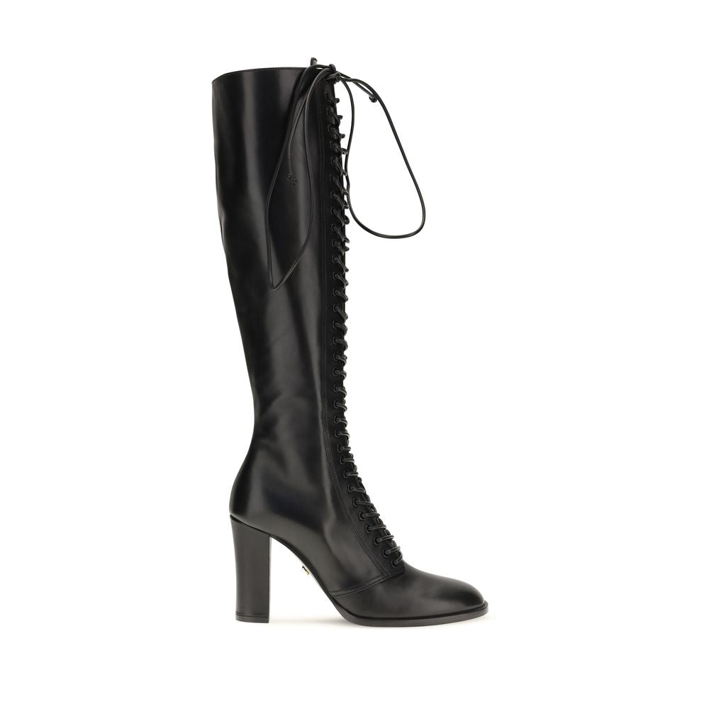 Black Calf Leather Bos Taurus Lace-Up Boots