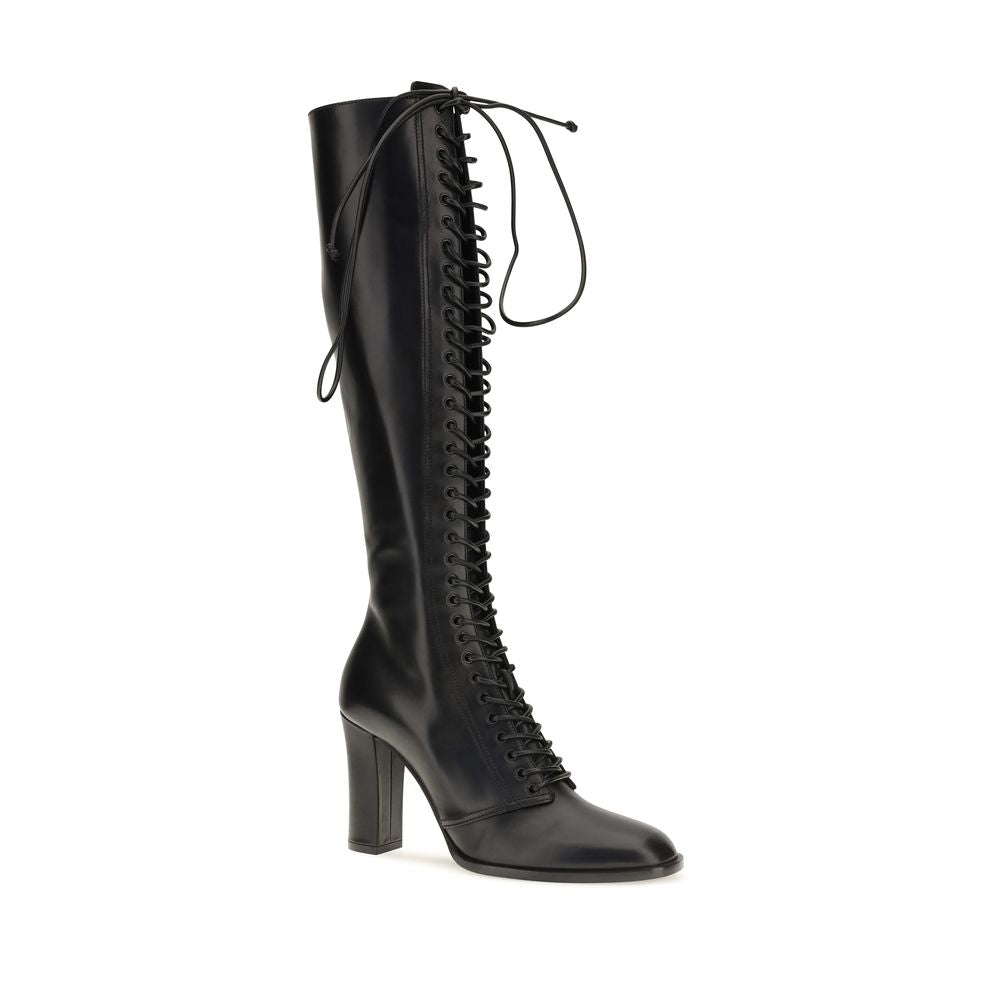 Black Calf Leather Bos Taurus Lace-Up Boots