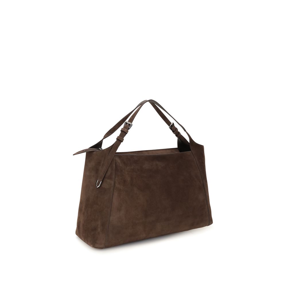 Brown Suede Leather Handbag