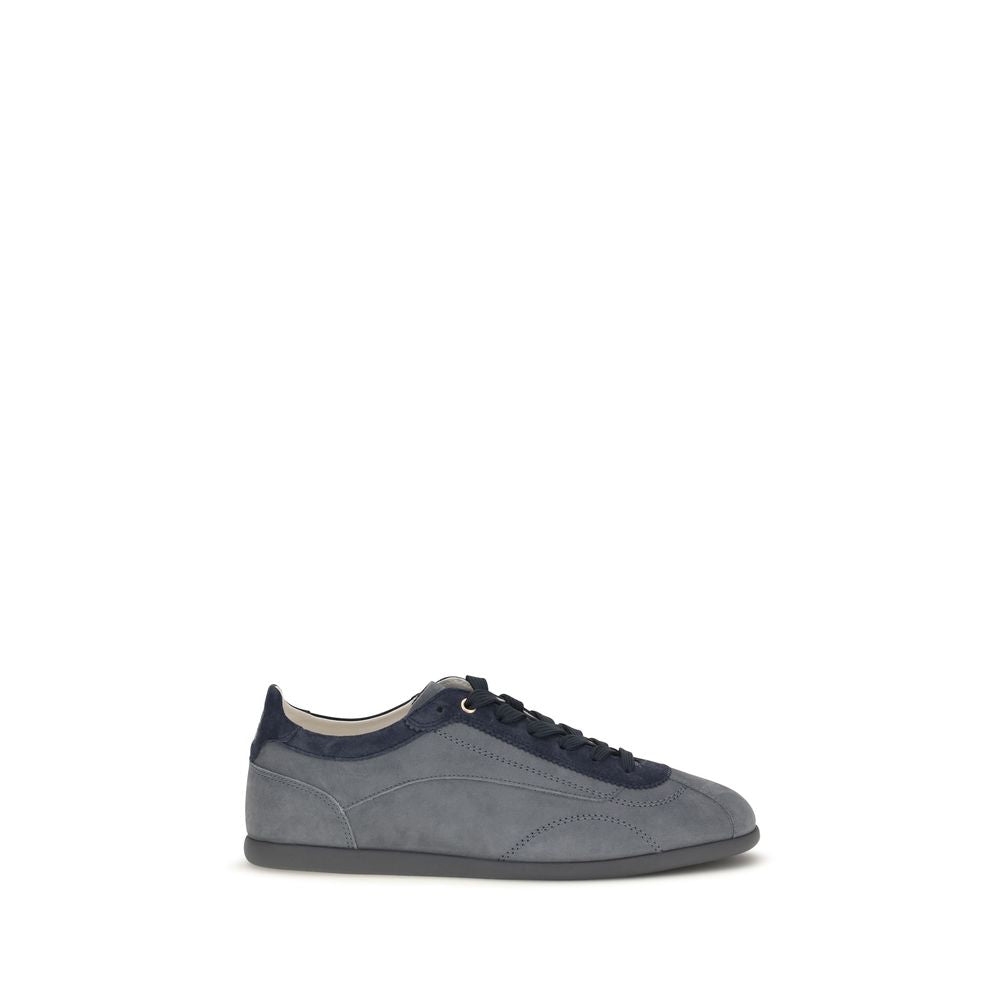 Gray Calf Leather Bos Taurus Low Top Sneakers