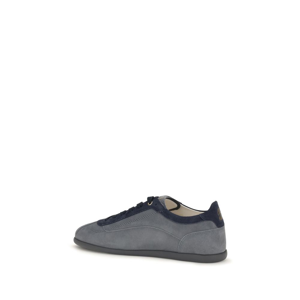 Gray Calf Leather Bos Taurus Low Top Sneakers
