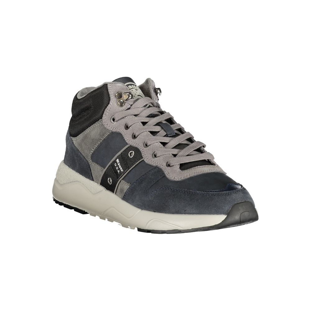 Blue Polyester Athletic Sneakers