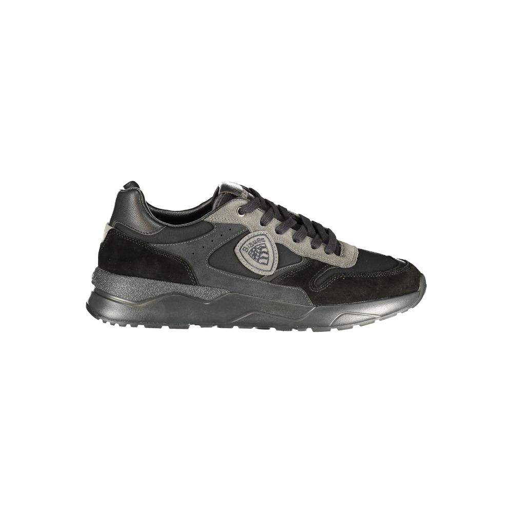 Black Polyester Athletic Sneakers