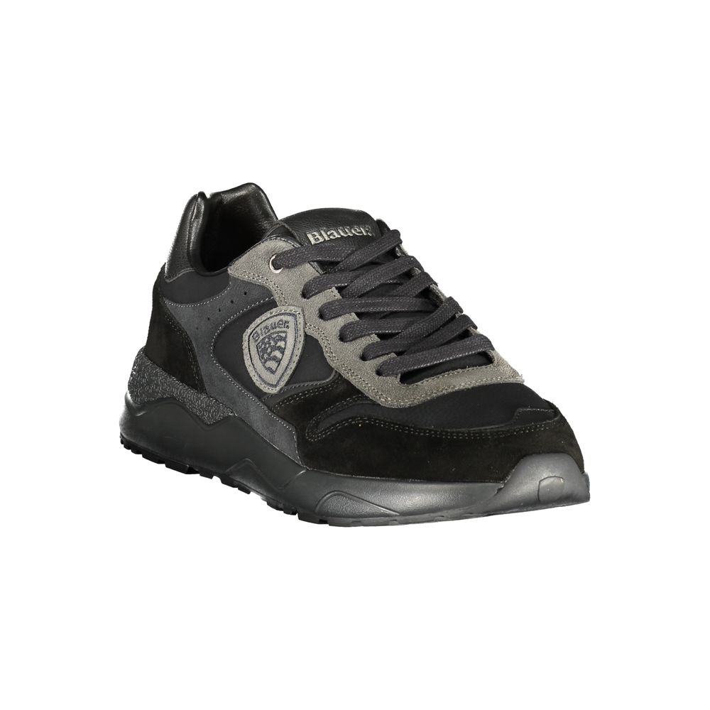 Black Polyester Athletic Sneakers
