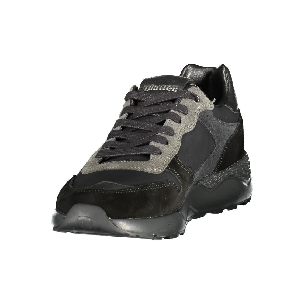Black Polyester Athletic Sneakers