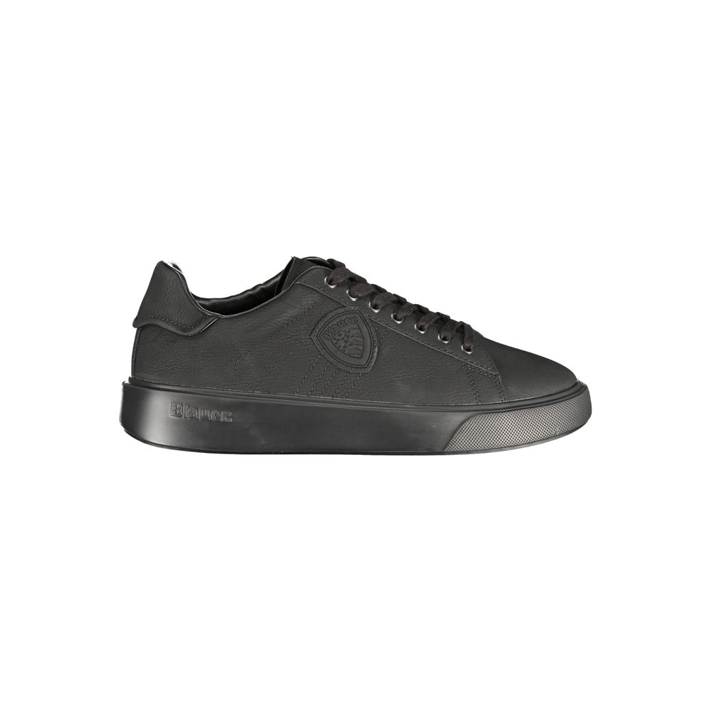 Black Polyester Athletic Sneakers