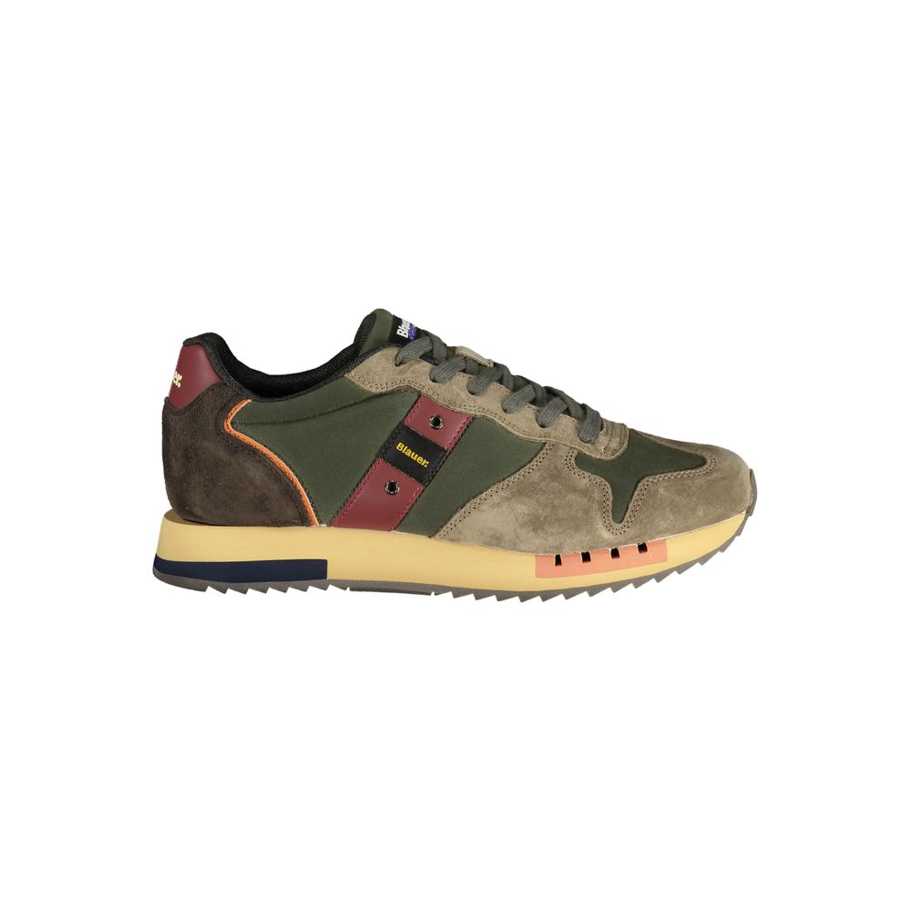 Green Polyester Athletic Sneakers