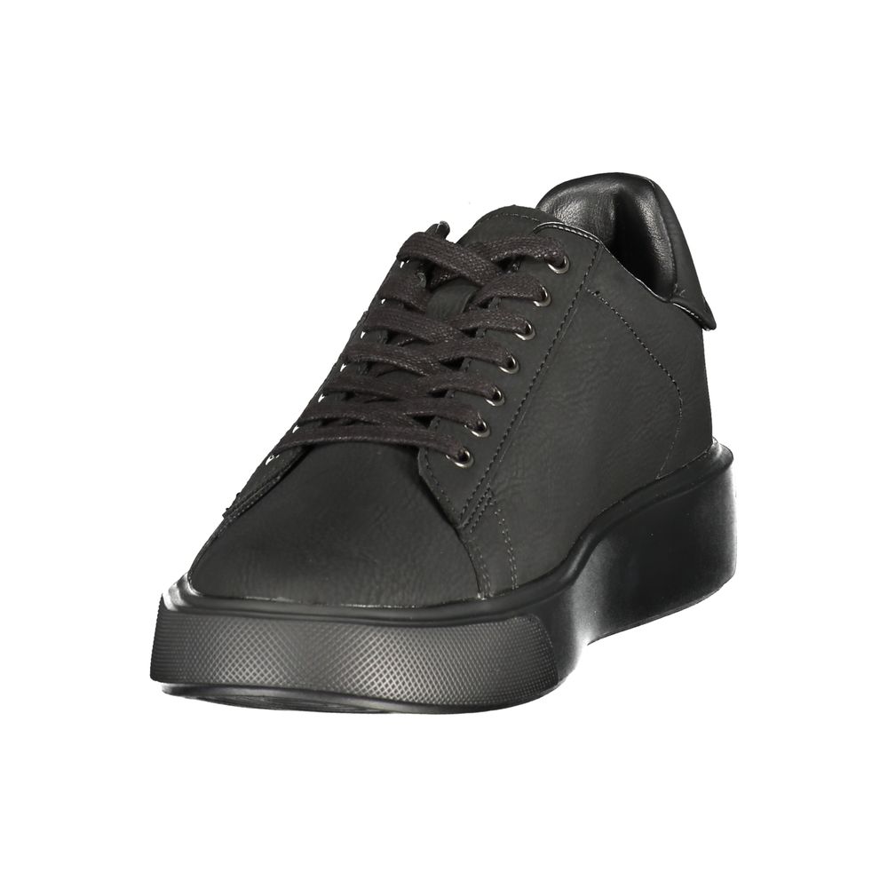 Black Polyester Athletic Sneakers