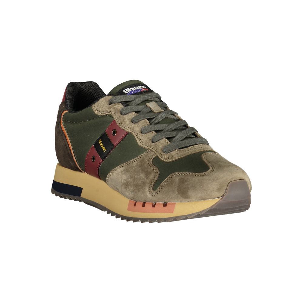 Green Polyester Athletic Sneakers