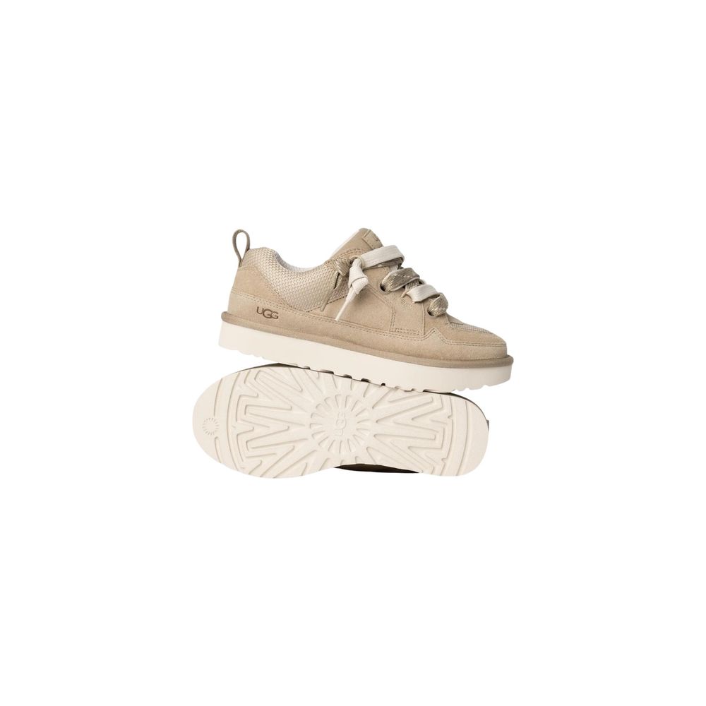 Beige Suede Leather Chunky Sneakers