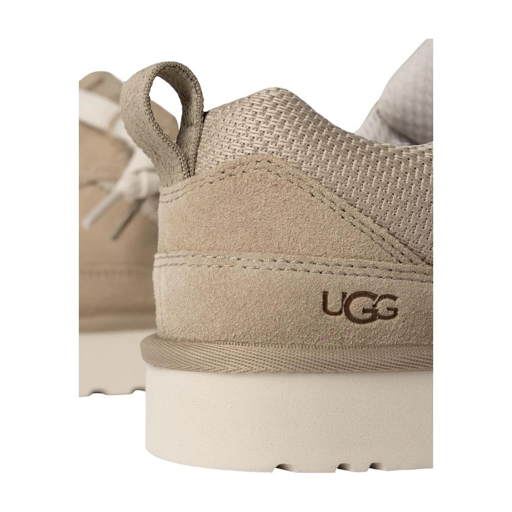 Beige Suede Leather Chunky Sneakers