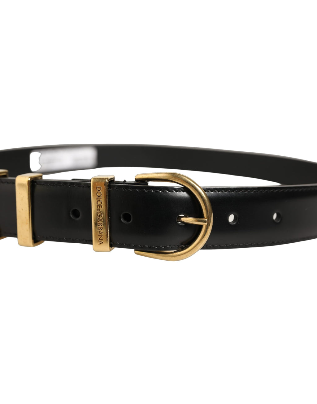 Black Classic Leather Gold Tone Buckle Belt