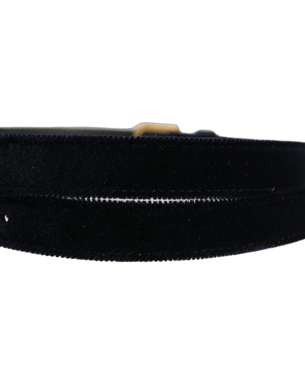 Dark Blue Velvet Gold Tone Metal Buckle Belt