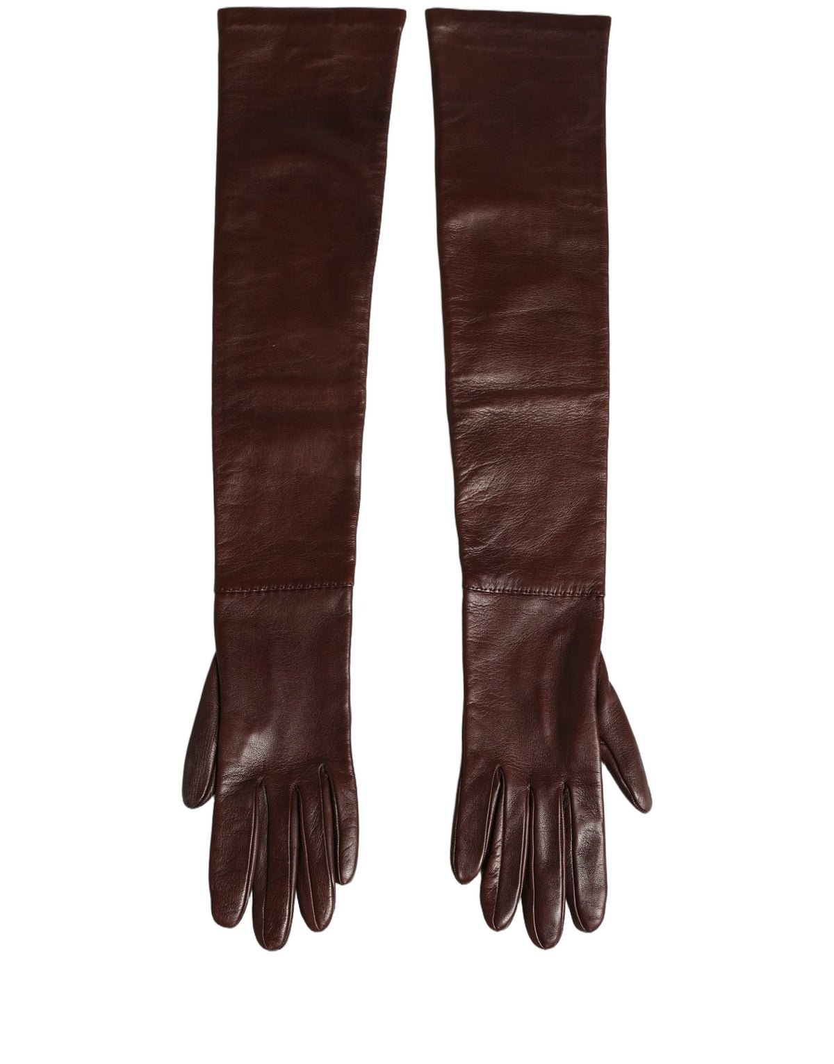 Brown Genuine Leather Long Elbow Length Gloves