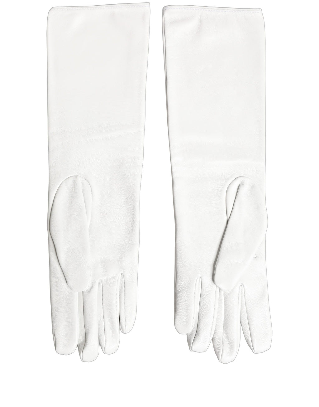 White Genuine Leather Embossed DG Logo Gloves