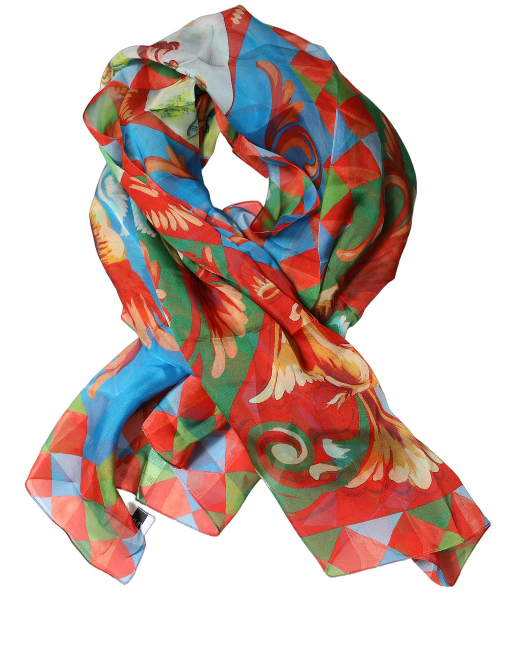 Multicolor Silk Printed Square Foulard Scarf