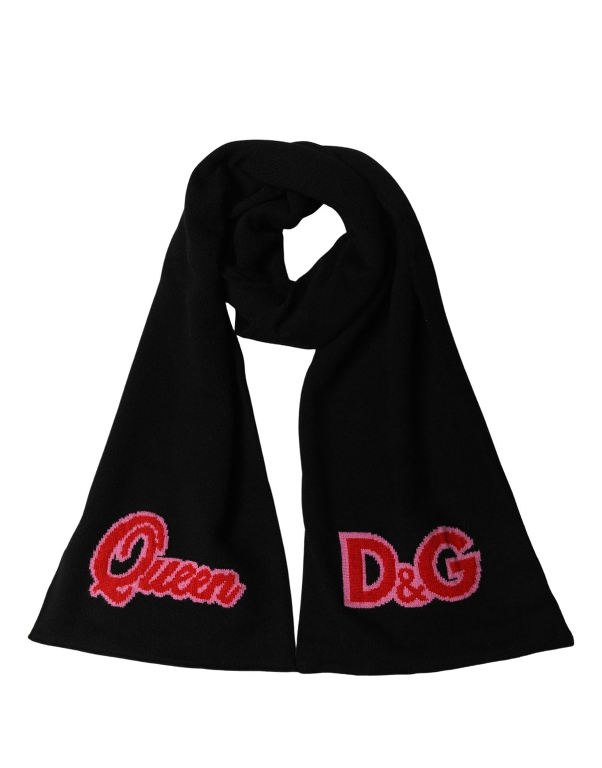 Black D&G Queen Cashmere Knitted Shawl Scarf